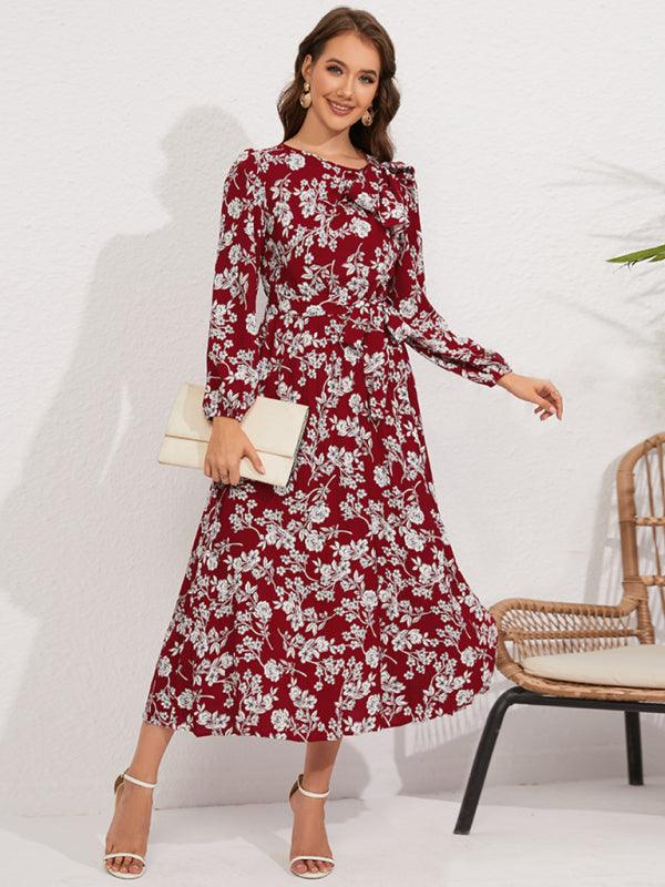 Midi Jurk met Bloemenprint en Lange Mouwen - Midi Dresses - Jurkjes.co