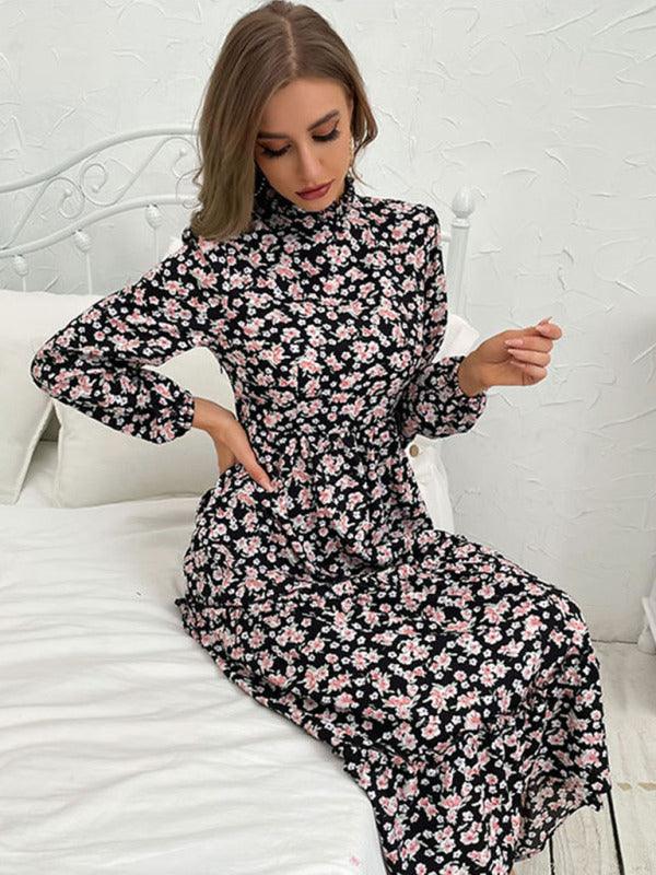 Midi Jurk met Bloemenprint en Lange Mouwen - Midi Dresses - Jurkjes.co