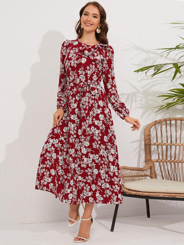 Midi Jurk met Bloemenprint en Lange Mouwen - Midi Dresses - Jurkjes.co