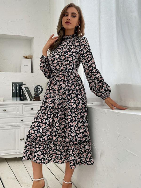 Midi Jurk met Bloemenprint en Lange Mouwen - Midi Dresses - Jurkjes.co