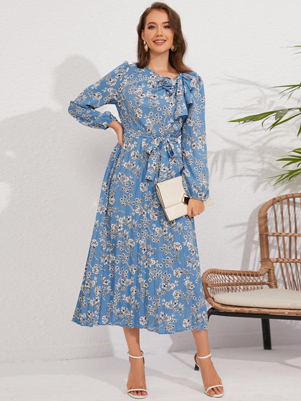 Midi Jurk met Bloemenprint en Lange Mouwen - Midi Dresses - Jurkjes.co