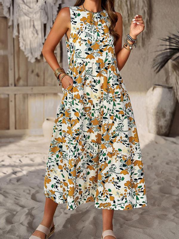 Midi Jurk met Bloemenprint en Losse Pasvorm - Maxi Dresses - Jurkjes.co