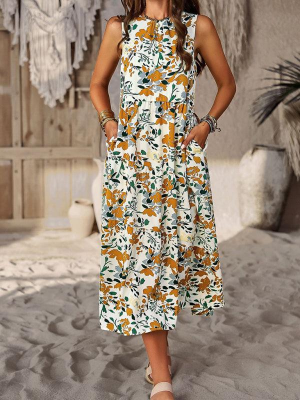 Midi Jurk met Bloemenprint en Losse Pasvorm - Maxi Dresses - Jurkjes.co