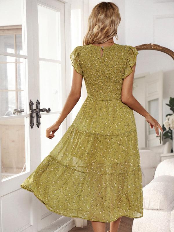 Midi Jurk met Bloemenprint en Luchtige Mouwen - Midi Dresses - Jurkjes.co