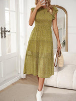 Midi Jurk met Bloemenprint en Luchtige Mouwen - Midi Dresses - Jurkjes.co