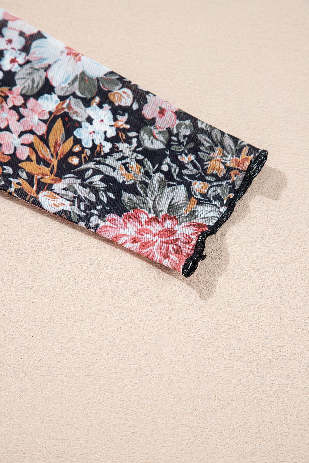 Midi Jurk met Bloemenprint en Mock Neck - Floral Dresses - Jurkjes.co