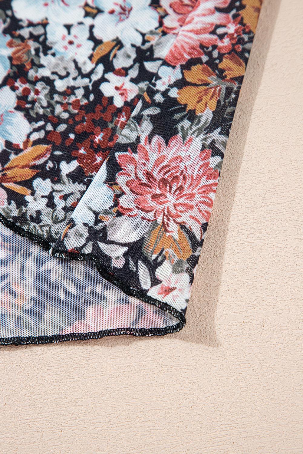 Midi Jurk met Bloemenprint en Mock Neck - Floral Dresses - Jurkjes.co