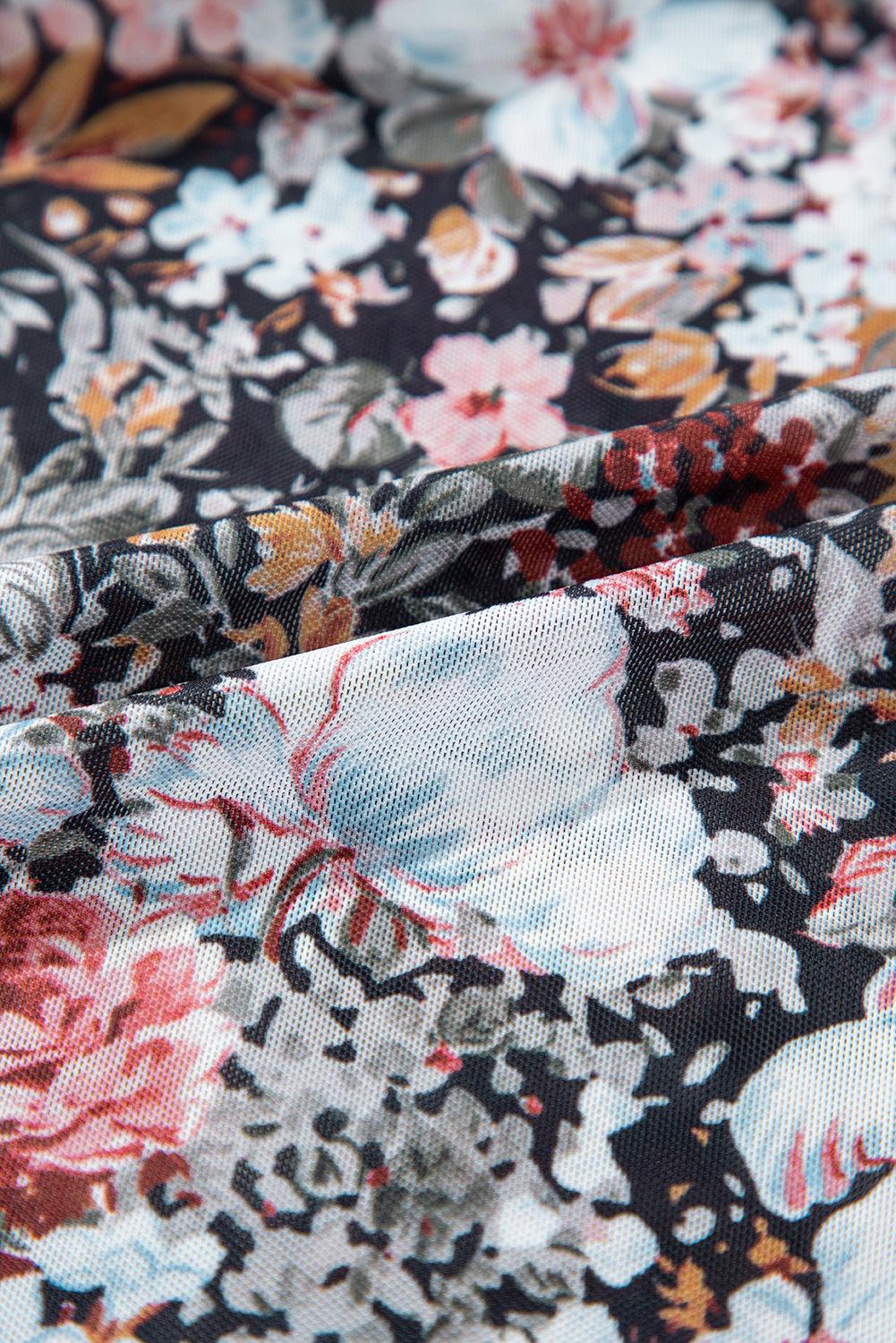 Midi Jurk met Bloemenprint en Mock Neck - Floral Dresses - Jurkjes.co