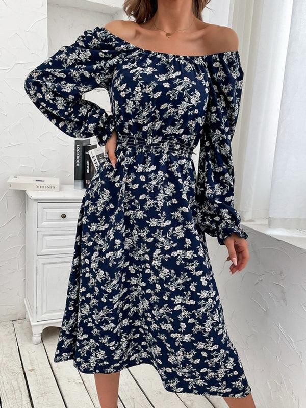 Midi Jurk met Bloemenprint en Off-Shoulder - Group11 - Jurkjes.co