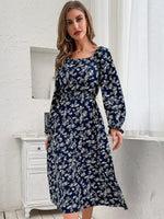 Midi Jurk met Bloemenprint en Off-Shoulder - Group11 - Jurkjes.co
