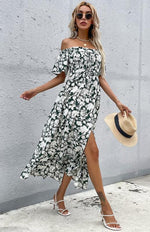 Midi Jurk met Bloemenprint en Off-Shoulder - Midi Dresses - Jurkjes.co