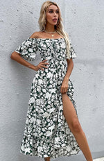 Midi Jurk met Bloemenprint en Off-Shoulder - Midi Dresses - Jurkjes.co