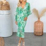 Midi Jurk met Bloemenprint en Plooien - Dresses - Jurkjes.co