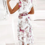 Midi Jurk met Bloemenprint en Plooien - Dresses - Jurkjes.co