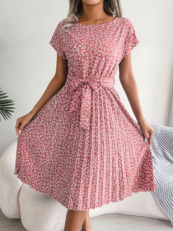 Midi Jurk met Bloemenprint en Plooirok - Midi Dresses - Jurkjes.co