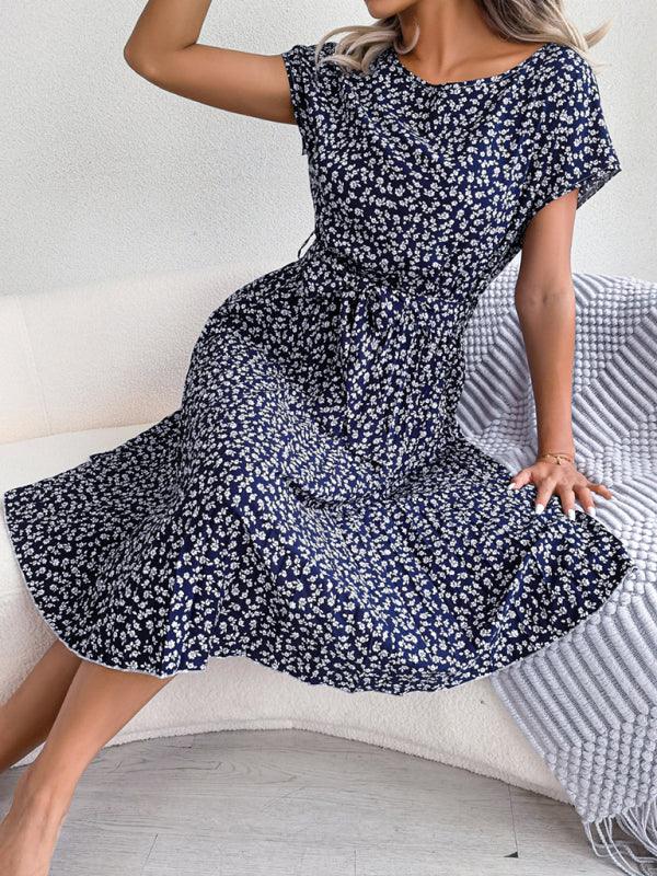 Midi Jurk met Bloemenprint en Plooirok - Midi Dresses - Jurkjes.co