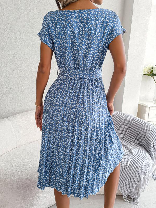 Midi Jurk met Bloemenprint en Plooirok - Midi Dresses - Jurkjes.co