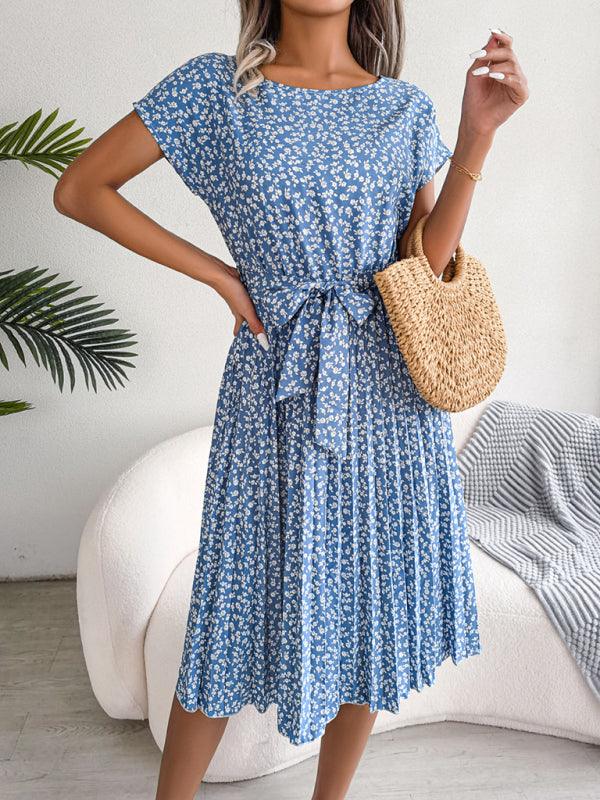 Midi Jurk met Bloemenprint en Plooirok - Midi Dresses - Jurkjes.co