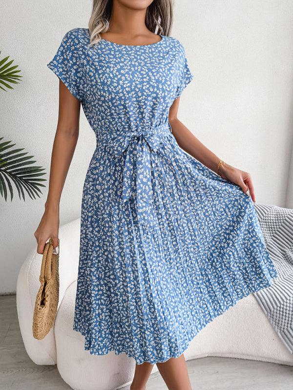 Midi Jurk met Bloemenprint en Plooirok - Midi Dresses - Jurkjes.co