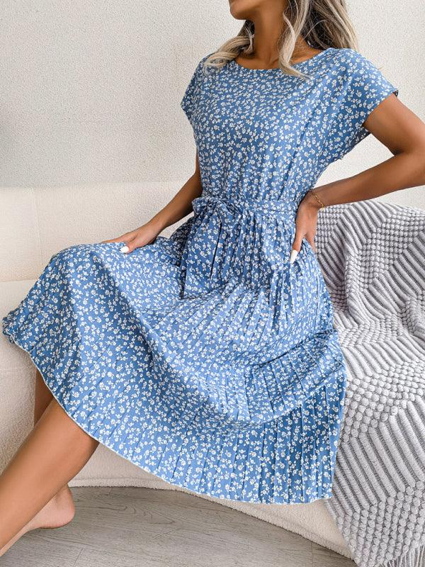 Midi Jurk met Bloemenprint en Plooirok - Midi Dresses - Jurkjes.co
