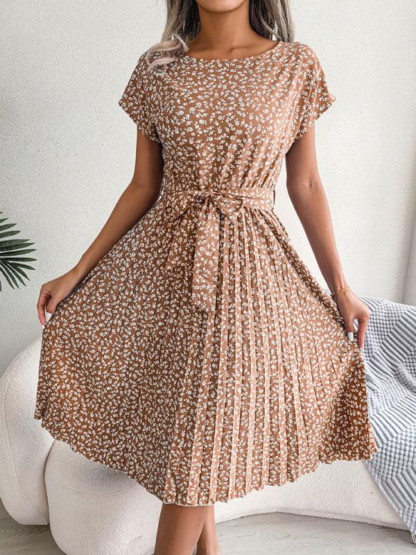 Midi Jurk met Bloemenprint en Plooirok - Midi Dresses - Jurkjes.co