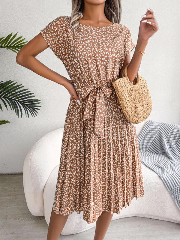 Midi Jurk met Bloemenprint en Plooirok - Midi Dresses - Jurkjes.co