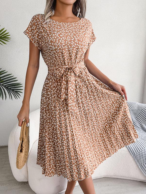 Midi Jurk met Bloemenprint en Plooirok - Midi Dresses - Jurkjes.co