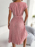 Midi Jurk met Bloemenprint en Plooirok - Midi Dresses - Jurkjes.co