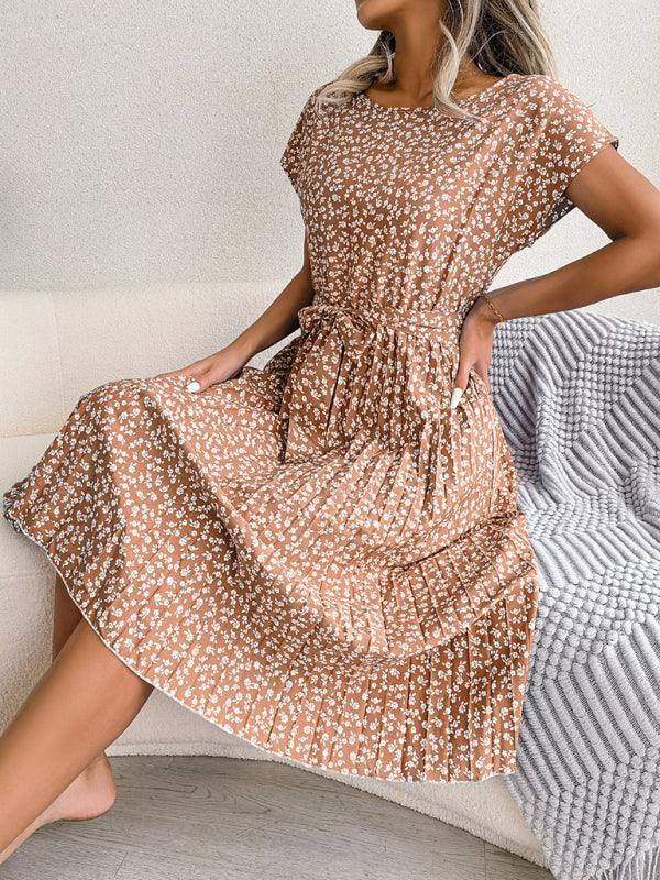 Midi Jurk met Bloemenprint en Plooirok - Midi Dresses - Jurkjes.co
