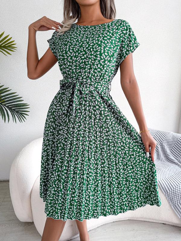 Midi Jurk met Bloemenprint en Plooirok - Midi Dresses - Jurkjes.co