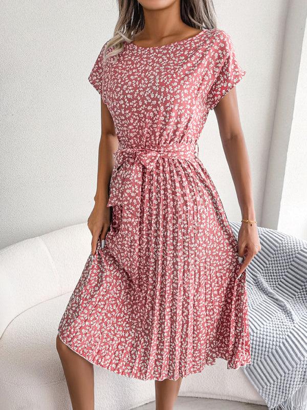 Midi Jurk met Bloemenprint en Plooirok - Midi Dresses - Jurkjes.co