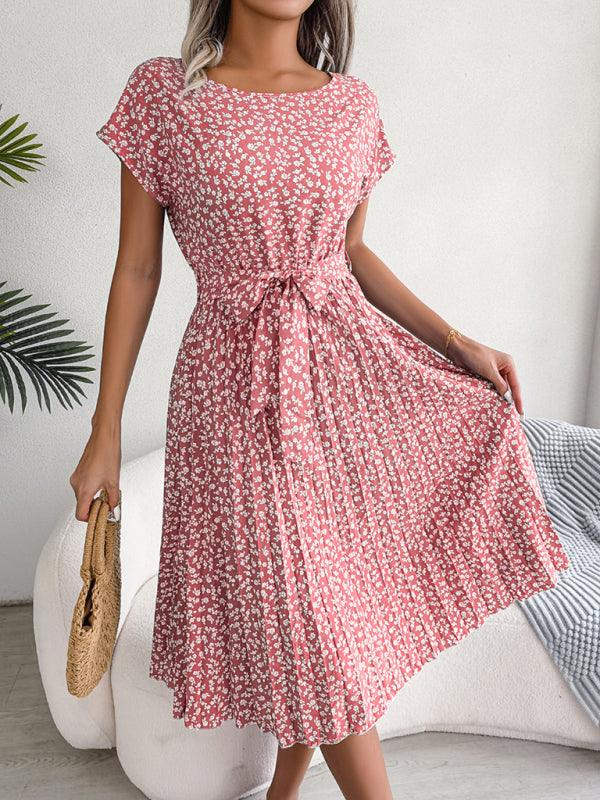 Midi Jurk met Bloemenprint en Plooirok - Midi Dresses - Jurkjes.co