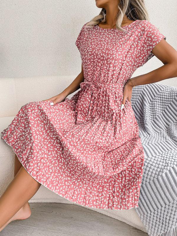 Midi Jurk met Bloemenprint en Plooirok - Midi Dresses - Jurkjes.co