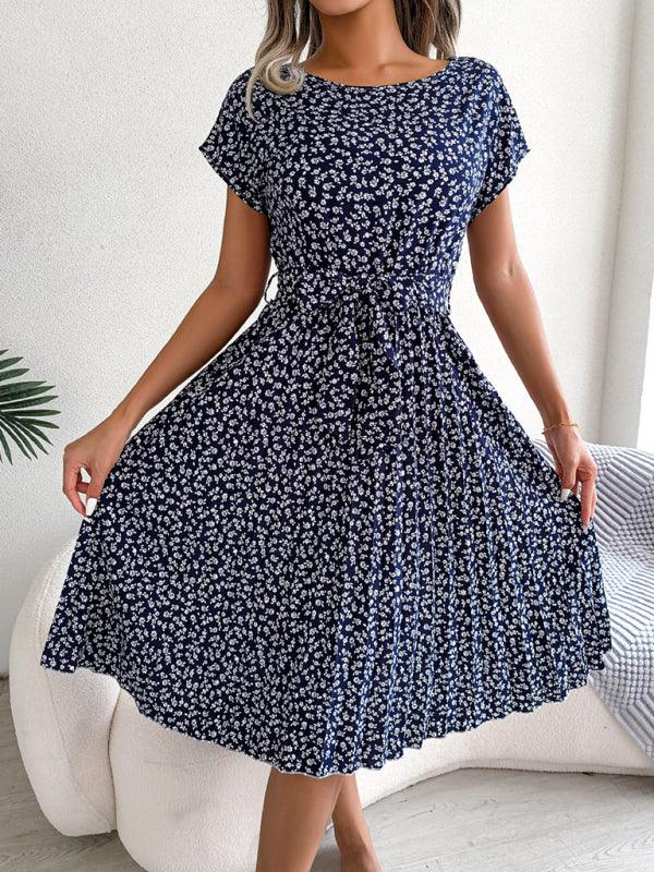 Midi Jurk met Bloemenprint en Plooirok - Midi Dresses - Jurkjes.co