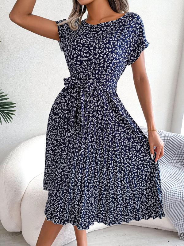 Midi Jurk met Bloemenprint en Plooirok - Midi Dresses - Jurkjes.co