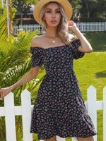 Midi Jurk met Bloemenprint en Puff Mouwen - Group3 - Jurkjes.co