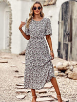 Midi Jurk met Bloemenprint en Puffmouwen - Midi Dresses - Jurkjes.co