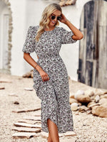 Midi Jurk met Bloemenprint en Puffmouwen - Midi Dresses - Jurkjes.co