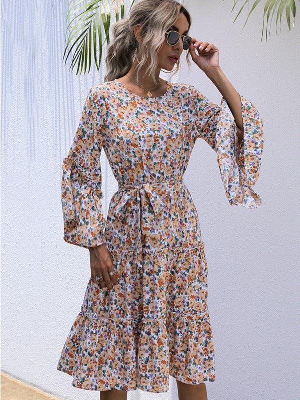 Midi Jurk met Bloemenprint en Riem - Mini Dresses - Jurkjes.co