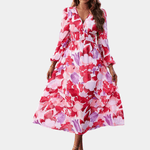 Midi Jurk met Bloemenprint en Ruches - Dresses - Jurkjes.co