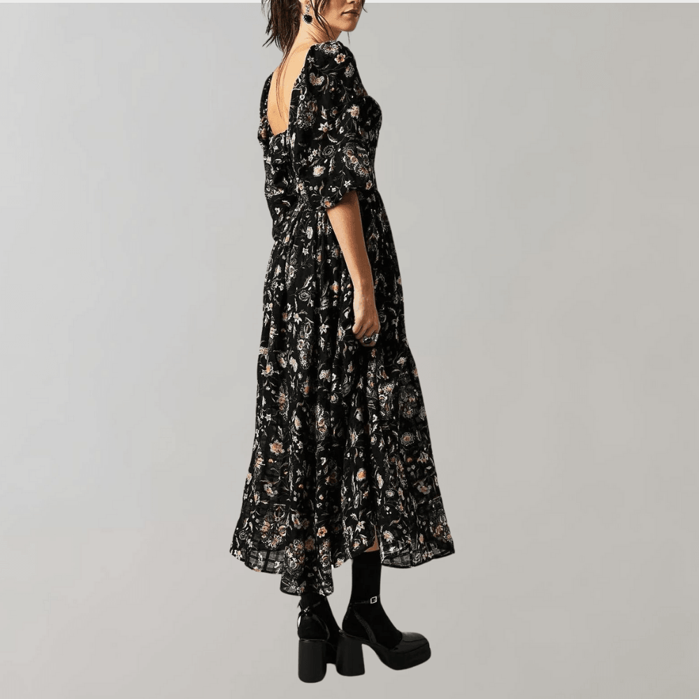 Midi-jurk met Bloemenprint en Ruches - Dresses - Jurkjes.co