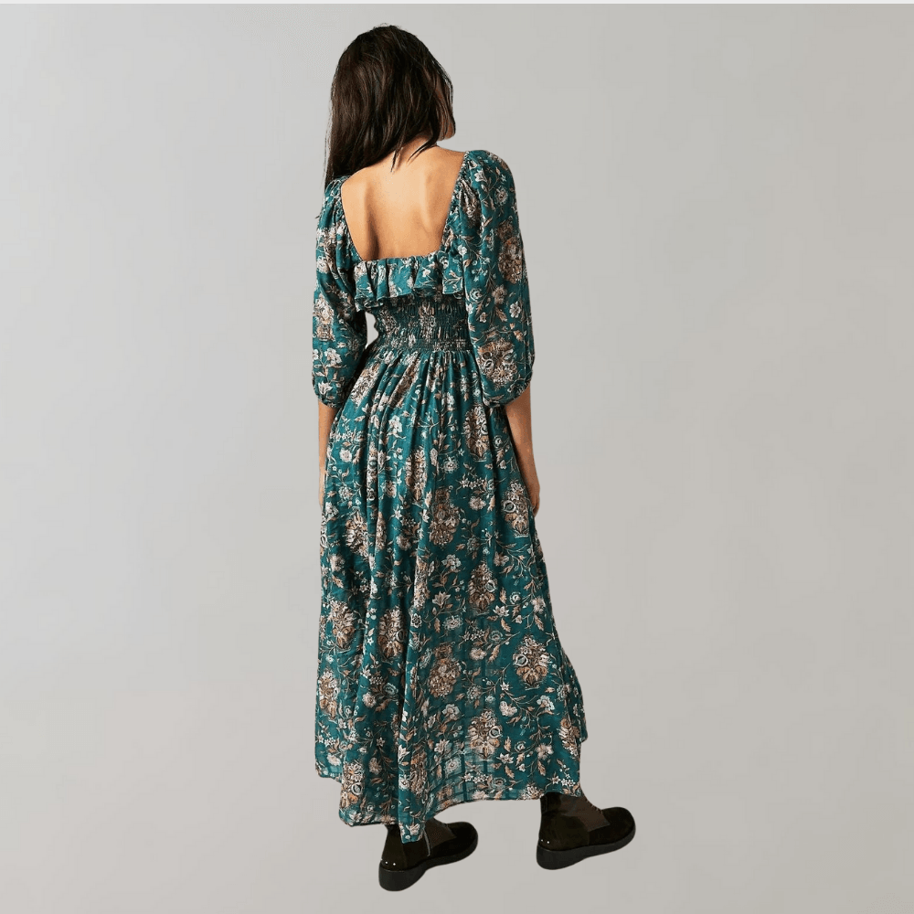 Midi-jurk met Bloemenprint en Ruches - Dresses - Jurkjes.co