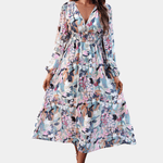 Midi Jurk met Bloemenprint en Ruches - Dresses - Jurkjes.co