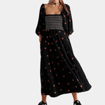 Midi Jurk met Bloemenprint en Smock - Dresses - Jurkjes.co