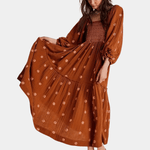 Midi Jurk met Bloemenprint en Smock - Dresses - Jurkjes.co