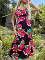 Midi Jurk met Bloemenprint en Spaghettibandjes - Midi Dresses - Jurkjes.co