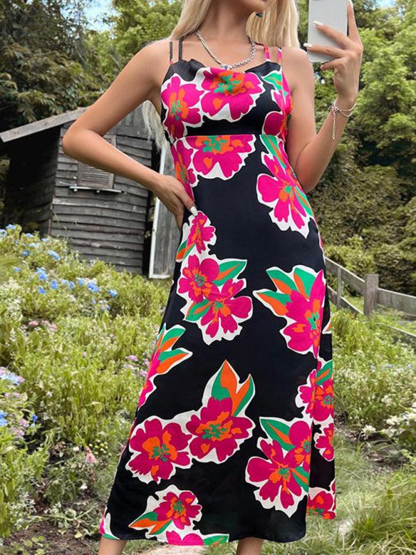 Midi Jurk met Bloemenprint en Spaghettibandjes - Midi Dresses - Jurkjes.co