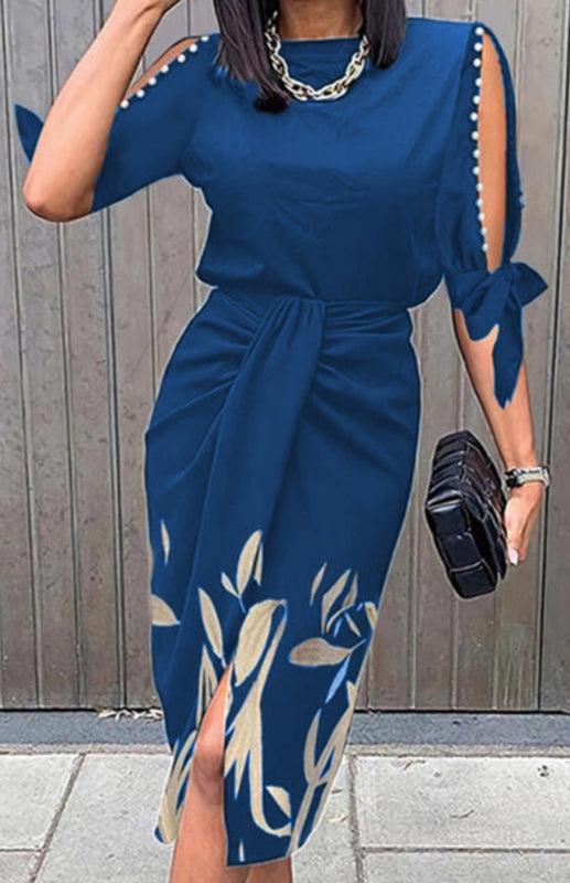 Midi Jurk met Bloemenprint en Split - Midi Dresses - Jurkjes.co