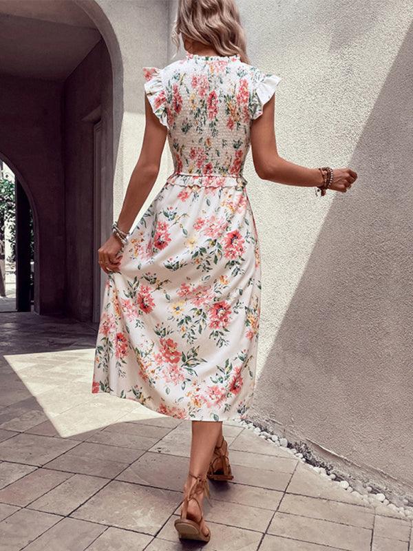 Midi Jurk met Bloemenprint en Split - Midi Dresses - Jurkjes.co