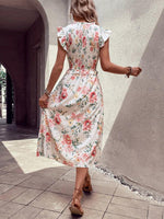 Midi Jurk met Bloemenprint en Split - Midi Dresses - Jurkjes.co